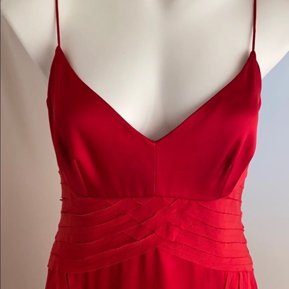 Nicole Miller red silk spaghetti strap v-neck cocktail dress - Picture 7 of 11